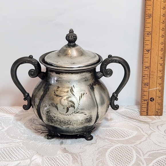 Set Of 4×silver plated sugar and creamer set. By Van Bergh Rochester NY. - Picture 11 of 15